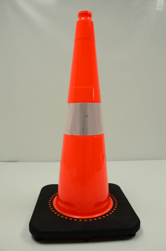 28" Slim Orange Traffic Cone Black Base, 7 lbs